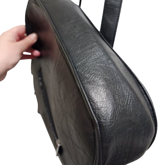 Espe Crossbody Shoulder Bag Black Vegan Leather Adjustable Strap Zip Pockets - Picture 16 of 16